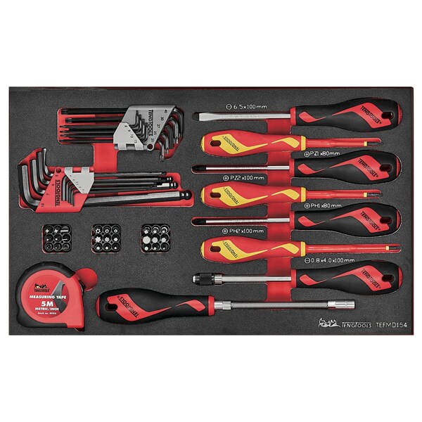 54 Piece Mixed Screwdriver, Hex/TX Key, Bit, Quick Chuck D